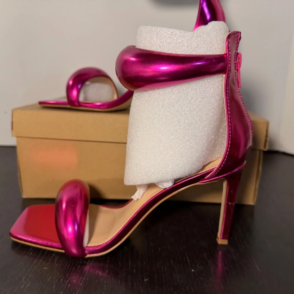 Steve Madden Partay Stilleto Sandals Heels Pink Metal Womens 7.5